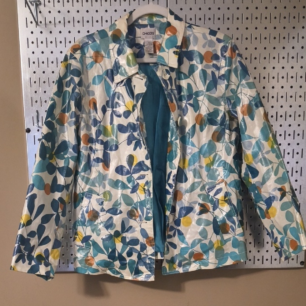 Chico's Multicolor Floral Rain Jacket - Picture 1 of 7